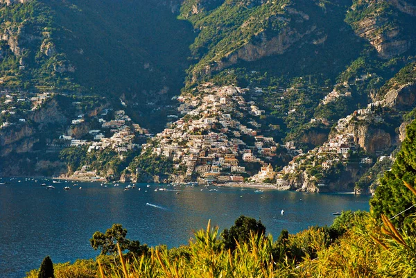 Positano Uma Cidade Colorida Costa Amalfi Campânia Itália Pelo Mar — Fotografia de Stock