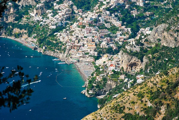 Costa Amalfitana Positano Pequena Cidade Encosta Para Mar Tirreno Itália — Fotografia de Stock