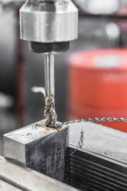 Bir parçada delik açmak için bir makineye tıklama.