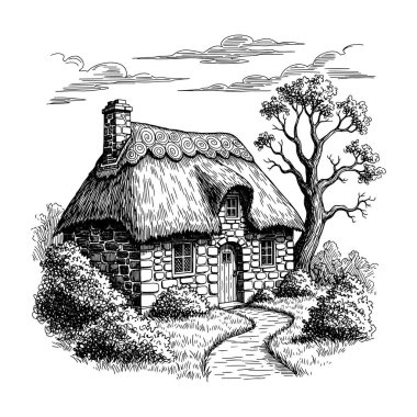 old wooden house. vector illustration.
