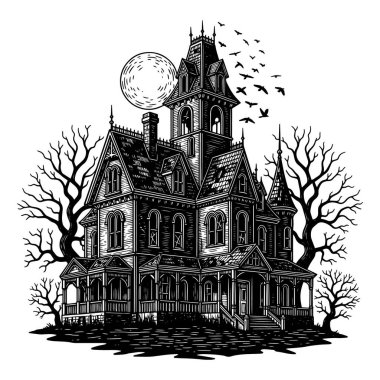 vektör cadılar bayramı siyah ve beyaz illüstrasyonu