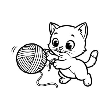 Şirin kedi top oynuyor.