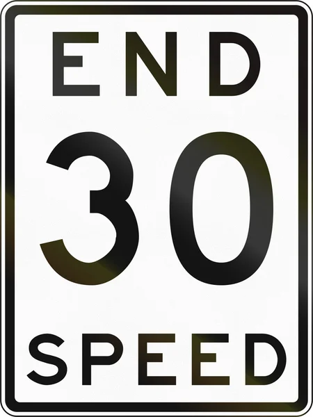 Señal de límite de velocidad final histórica en Australia —  Fotos de Stock