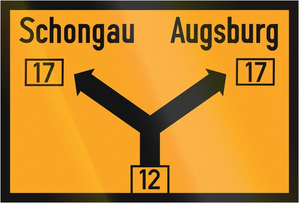 Σημάδι της κατεύθυνσης, να Σογκάου και Άουγκσμπουργκ 1937 — Φωτογραφία Αρχείου