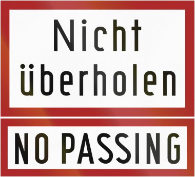 Alman trafik işareti ek panelinden 1953: Nicht ueberholen