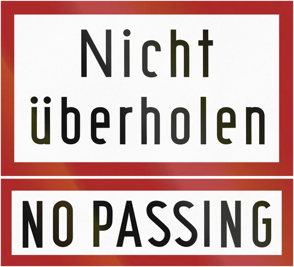 German traffic sign additional panel from 1953: Nicht ueberholen — Stock Photo, Image