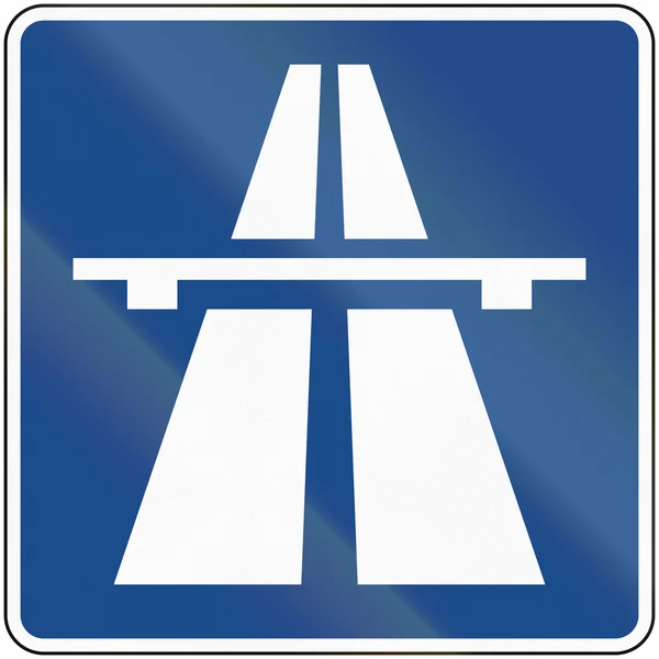 Tysk trafik tecken: början av motorvägen/Autobahn — Stockfoto