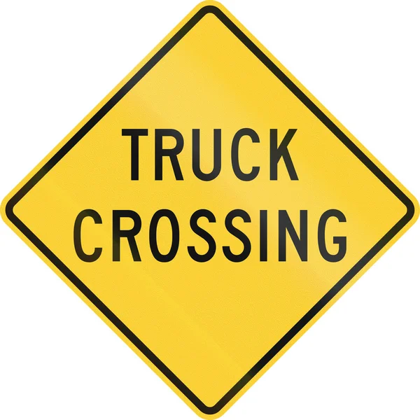 Señal de advertencia de carretera de EE.UU. - Cruce de camiones —  Fotos de Stock