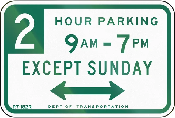 Estacionamento de duas horas exceto domingo — Fotografia de Stock