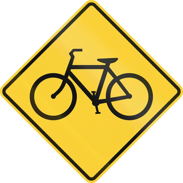 US road warning sign - Bicycles crossing — Stock Photo, Image