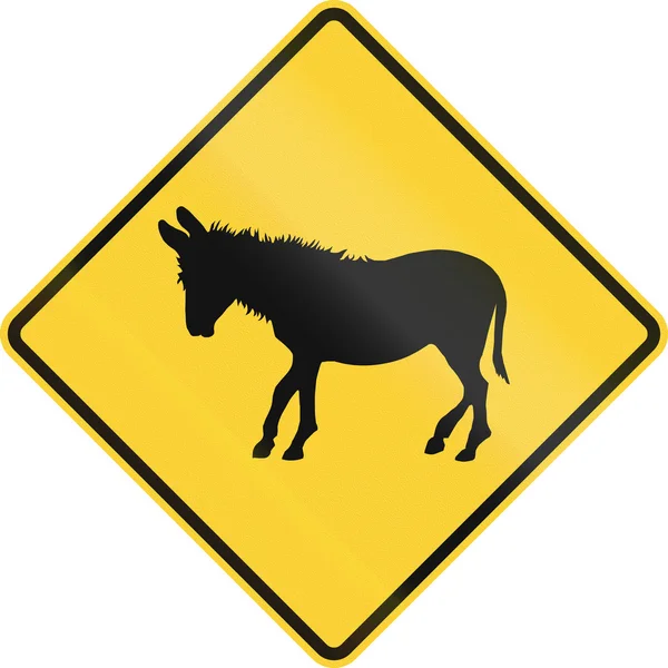 Ons verkeersbord waarschuwing - Donkey kruising — Stockfoto