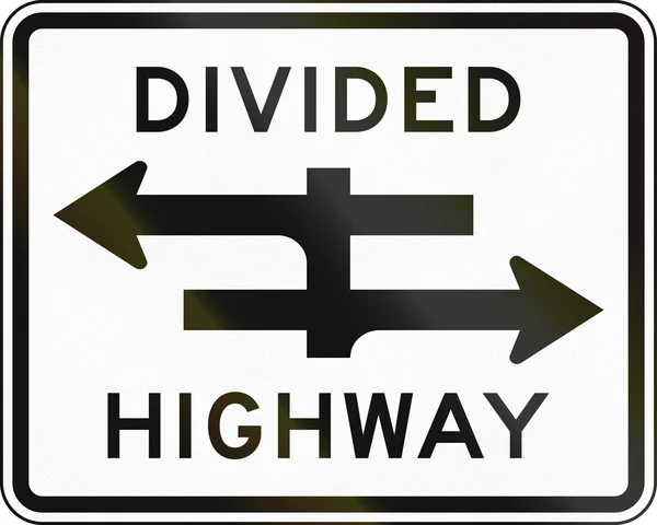 United States traffic sign - Divided Highway — Stockfoto