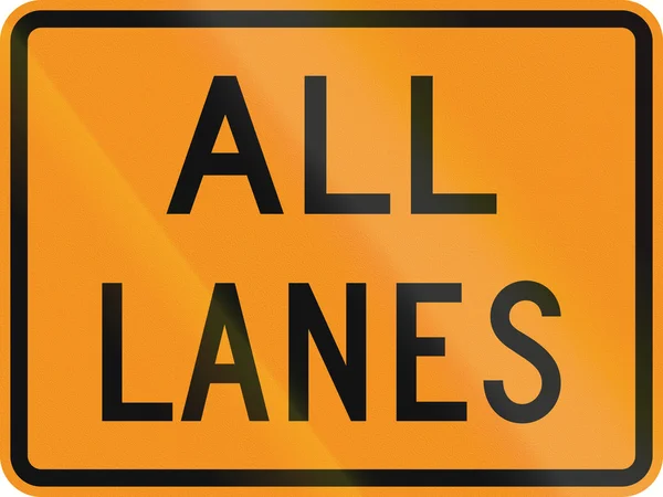 US traffic warning sign: All lanes — стокове фото