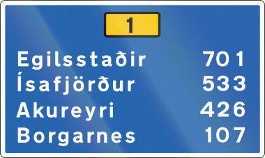İzlanda'daki sermaye alan mesafeler ile yerler