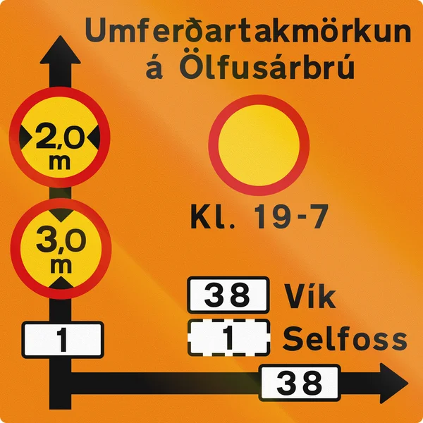 Restriktion og omfartsvej i Island - Stock-foto