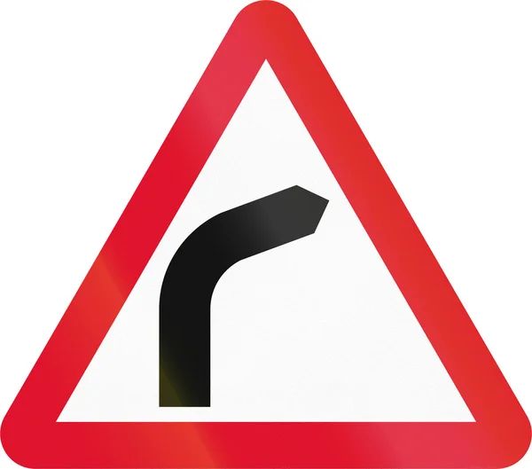 Hong Kong sign warning about a right curve — Stock Photo, Image