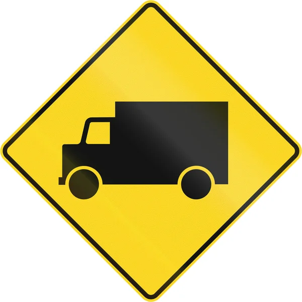 Señal de advertencia de camiones en Canadá — Foto de Stock