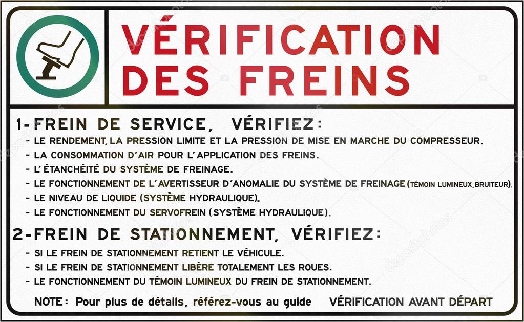 Instructions On Brake Check in Canada ⬇ Stock Photo, Image by © jojoo64