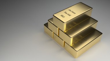 İşleme yığılmış altın İngotlar