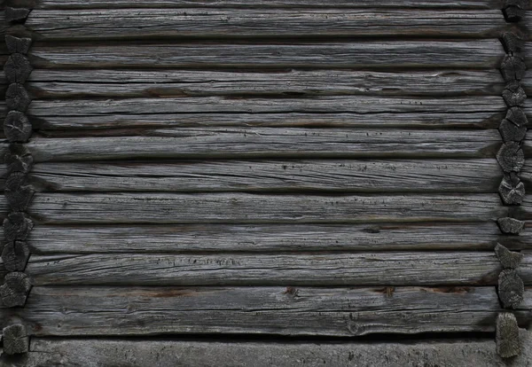 Texture bois foncé de la cabane en rondins avec des murs des deux côtés — Photo