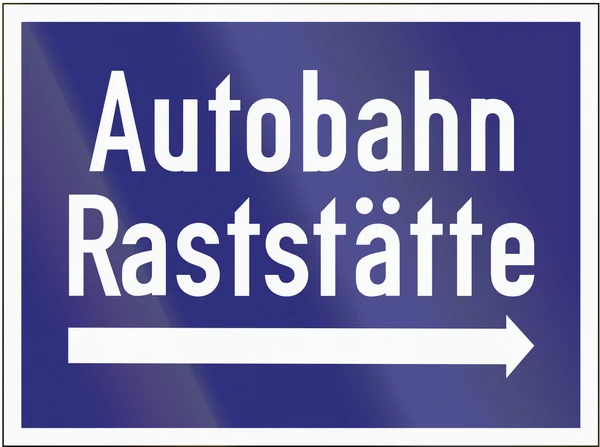 Sinal de auto-estrada alemão anunciando um serviço rodoviário — Fotografia de Stock