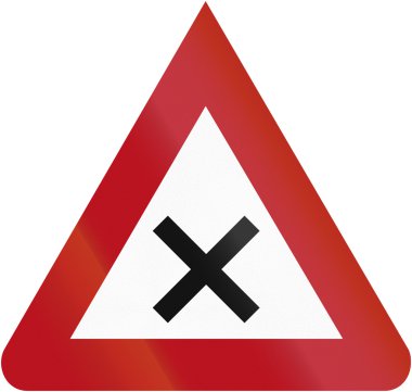 Eski tasarım crossroads hakkında bir Alman işareti uyarı