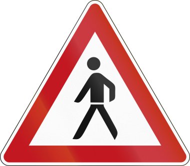 Alman işareti uyarı yayalar yolun hakkında