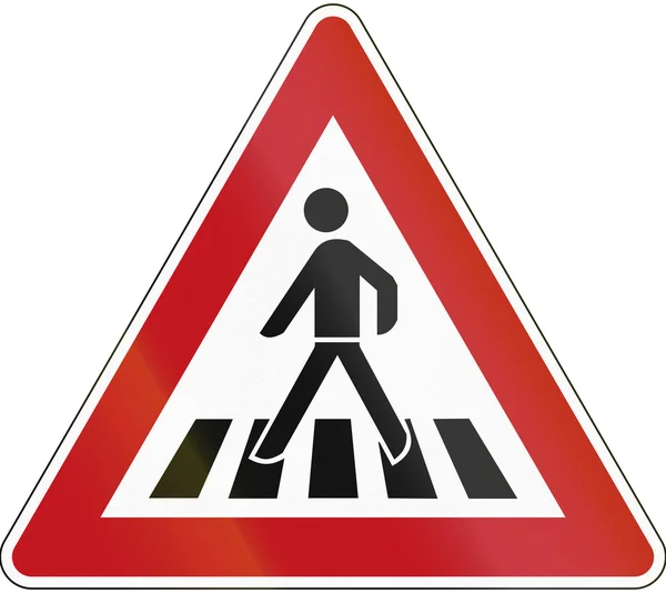 Schild warnt vor Zebrastreifen / Zebrastreifen — Stockfoto