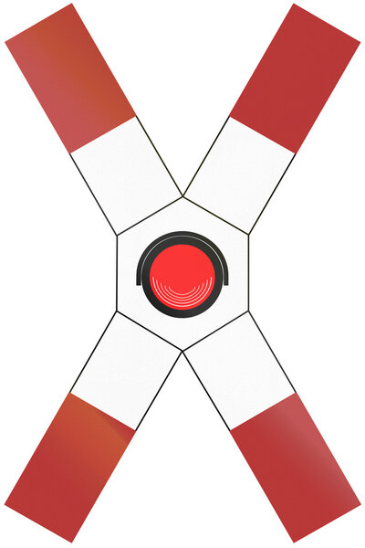 Old design of a Warnkreuz/German warning sign for unguarded leve