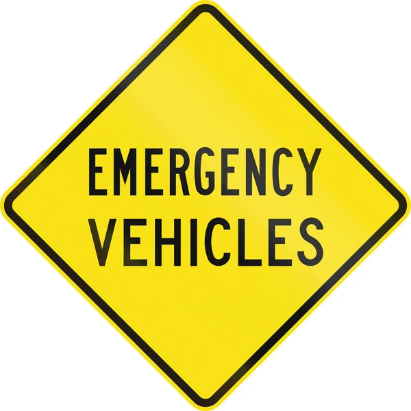 Australijski ostrzeżenie znaku drogowego - pojazdy ratunkowe — Zdjęcie stockowe