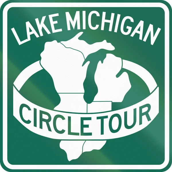 Marcador de ruta para el Tour del Círculo del Lago Michigan — Foto de Stock