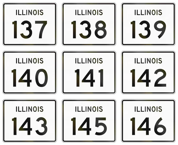 Az Amerikai Egyesült Államokban használt útvonal Illinois pajzsok gyűjteménye — Stock Fotó