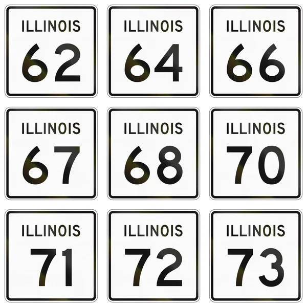 Raccolta di scudi Illinois Route utilizzati negli Stati Uniti — Foto Stock