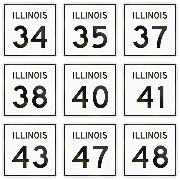 Raccolta di scudi Illinois Route utilizzati negli Stati Uniti — Foto Stock