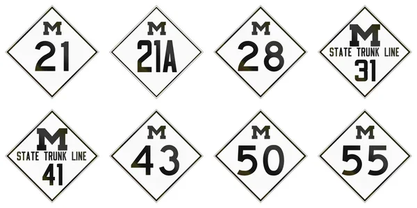 Collection of historic Michigan Route shields used in the United States — Stock Photo, Image