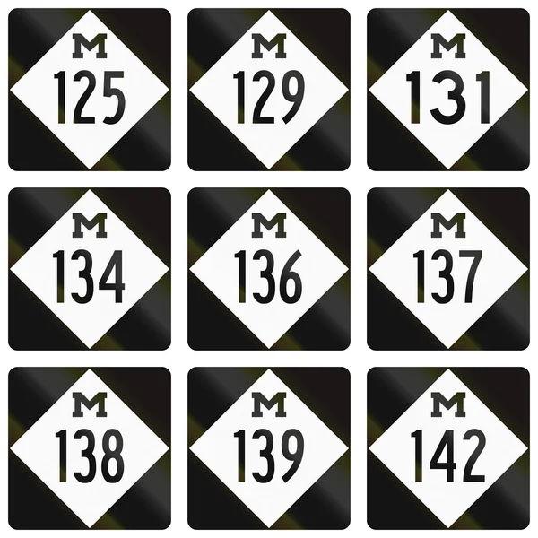Coleção de escudos Michigan Route usados nos Estados Unidos — Fotografia de Stock