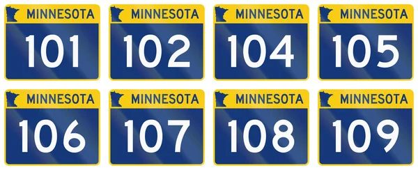 Collectie van Minnesota Route schilden gebruikt in de Verenigde Staten — Stockfoto