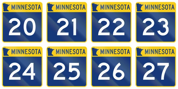 Collezione di scudi Minnesota Route utilizzati negli Stati Uniti — Foto Stock