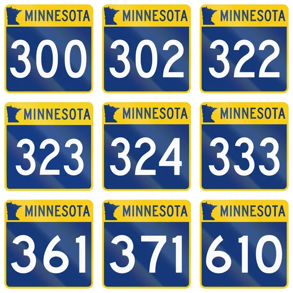 Collectie van Minnesota Route schilden gebruikt in de Verenigde Staten — Stockfoto