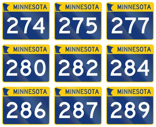 Collectie van Minnesota Route schilden gebruikt in de Verenigde Staten — Stockfoto