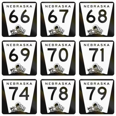 Collection of Nebraska Route shields used in the United States clipart