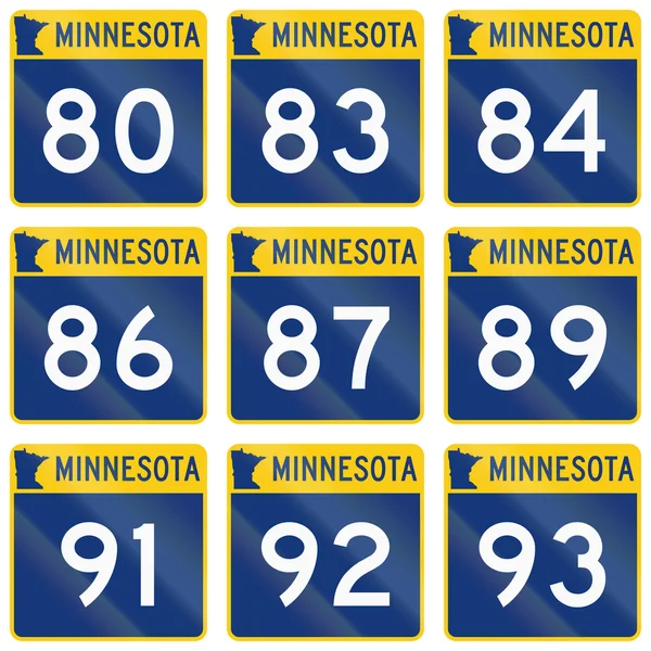 Sbírku štítů Minnesota trasy používané ve Spojených státech — Stock fotografie