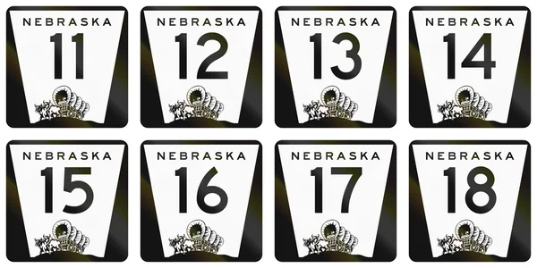 Raccolta di scudi Nebraska Route utilizzati negli Stati Uniti — Foto Stock