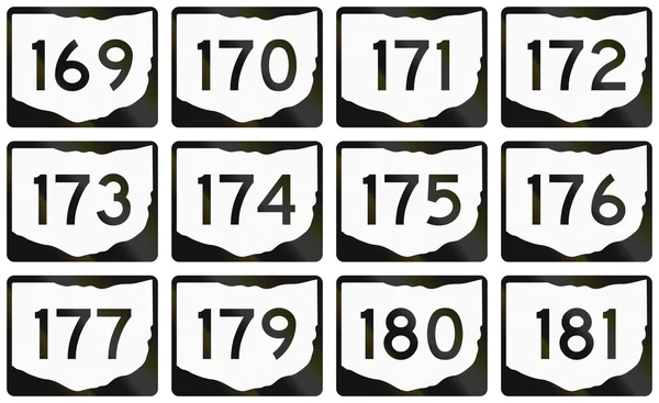 Coleção de escudos Ohio Route usados nos Estados Unidos — Fotografia de Stock