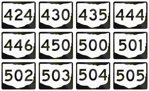 Coleção de escudos Ohio Route usados nos Estados Unidos — Fotografia de Stock