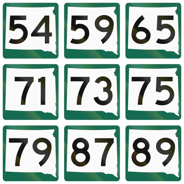 Collection of South Dakota Route shields used in the United States — Stock Photo, Image