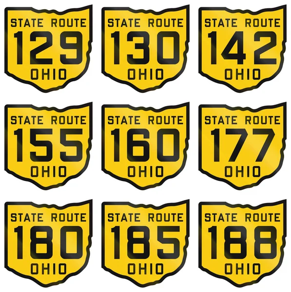 Verzameling van historische Route van Ohio shields vanaf 1920 gebruikt in de Verenigde Staten — Stockfoto