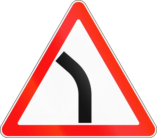 Road sign used in Russia - Dangerous bend — Stock Photo, Image