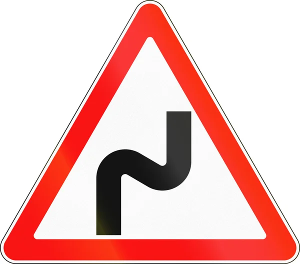 Road sign used in Russia - Dangerous bends — Stock Photo, Image