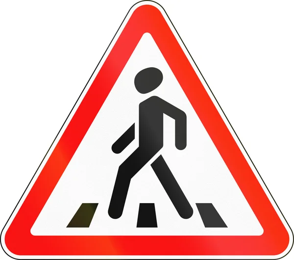 在俄罗斯-行人过路处使用的道路标志 — 图库照片